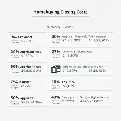 Detailed breakdown of homebuying closing costs with percentages and examples