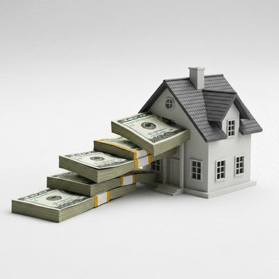 Conceptual image of a forgivable grant, showing money disappearing over time for a homeowner